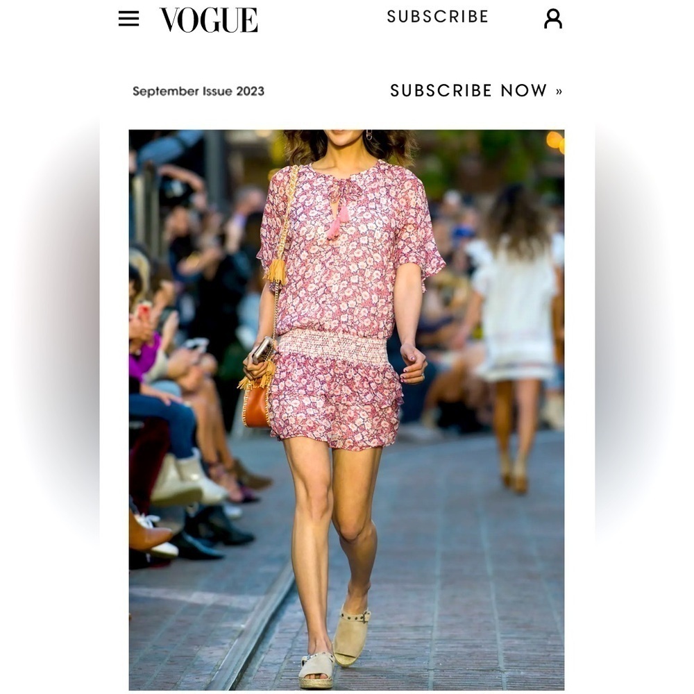Rebecca Minkoff runway pink floral drop waist mini dress size medium